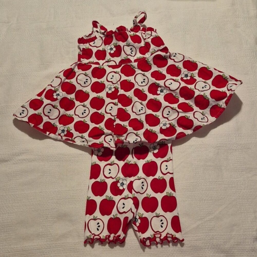 Gymboree girls size 3-6 months apple dress EUC with matching bike shorts Nwot